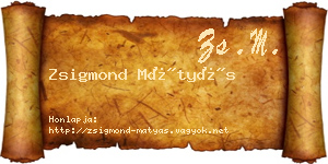 Zsigmond Mátyás névjegykártya